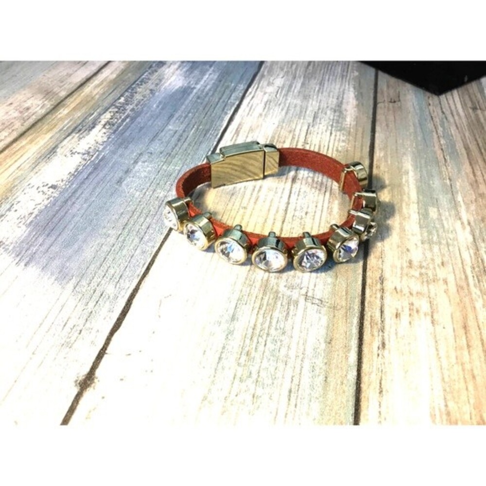Rhinestone Bracelet Leather